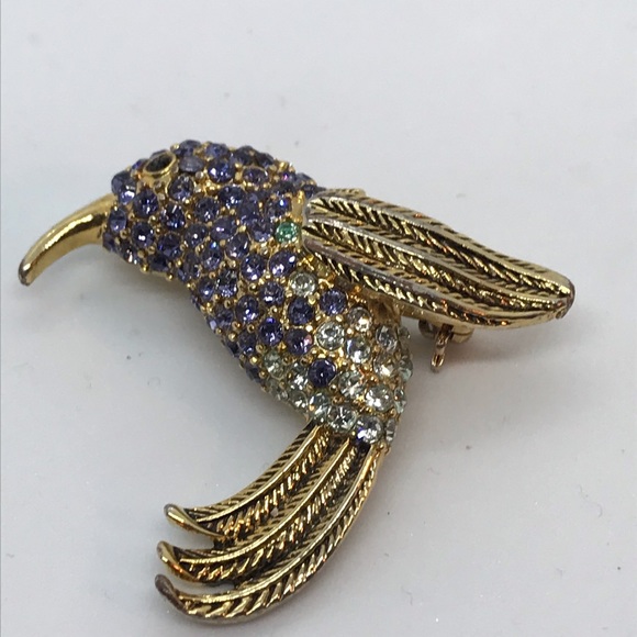 Monet Rhinestone Hummingbird Brooch - Picture 2 of 7